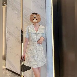 Sandro Blue and White Mini Dress